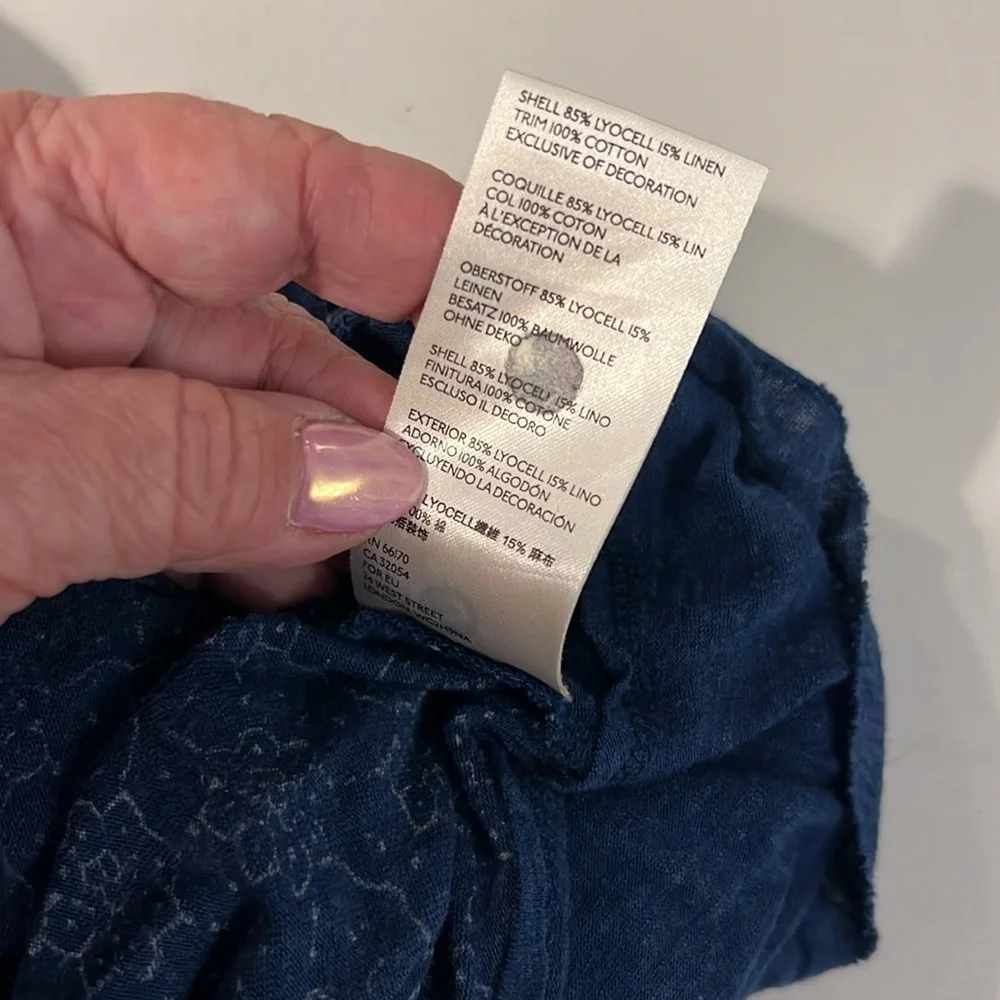 Free People Indigo Dreams Top XS Embroidered Mesh Balloon Sleeves